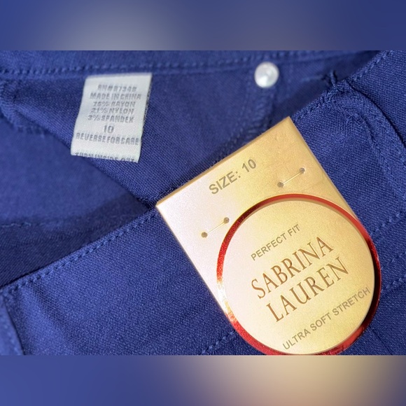 NWT SABRINE LAUREN Blue Pants. Size 10. - Picture 5 of 5
